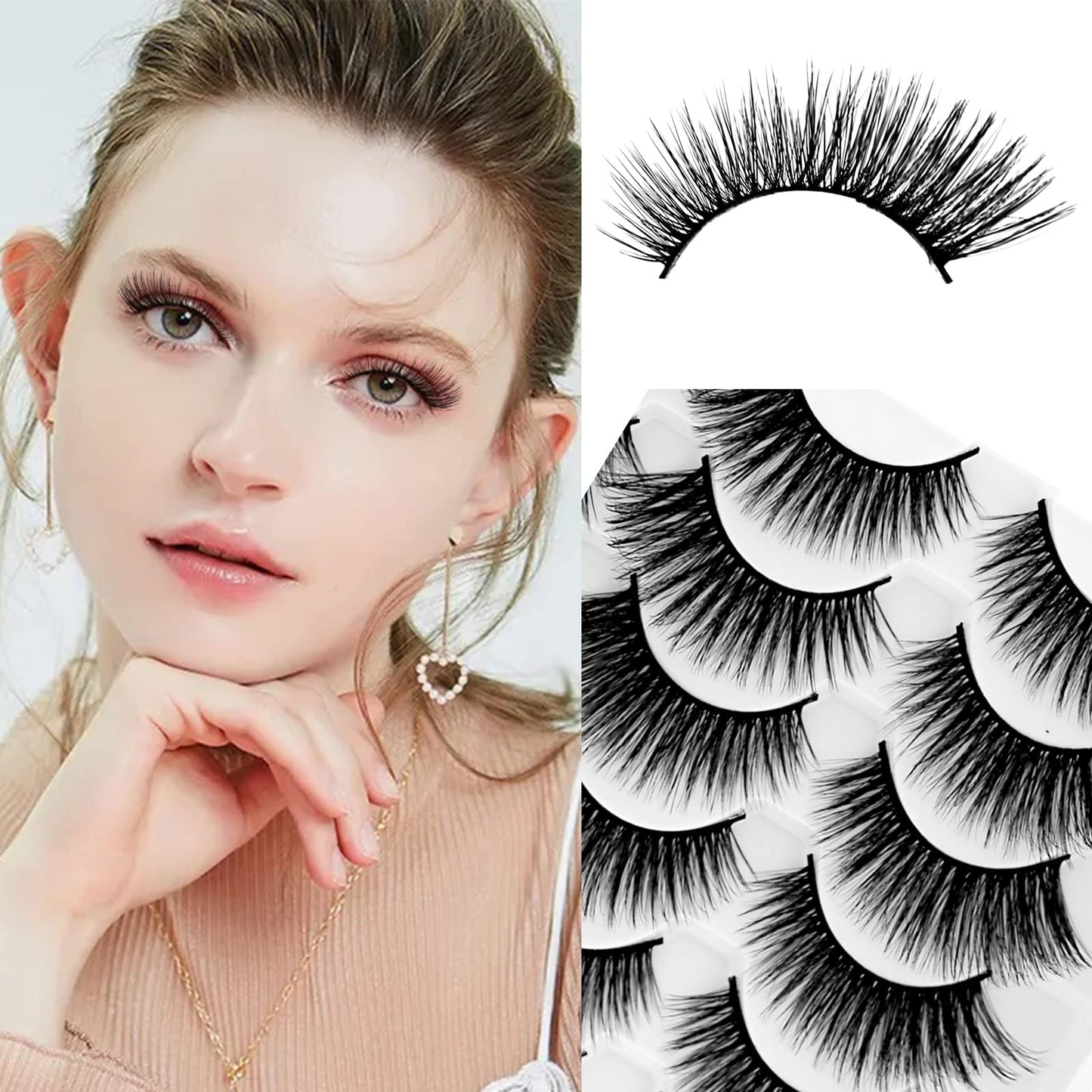 Bluesmurfs 30 Pairs Fales Eyelashes Bulk 3D Fluffy Natural Look Thick Eye Lashes Volume Faux Mink Lashes Strip Lashes 6 Multi Styles Pack