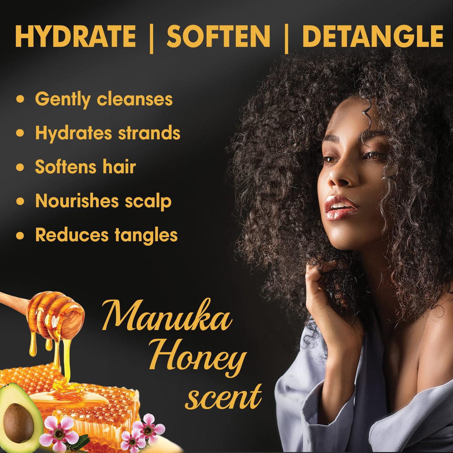 Sofn’free Hydration Shampoo with Manuka Honey Natural Hair Butter and Hair Moisturizer for Coily & Curly Hair - 11.83 Fl Oz (Pack of 3)