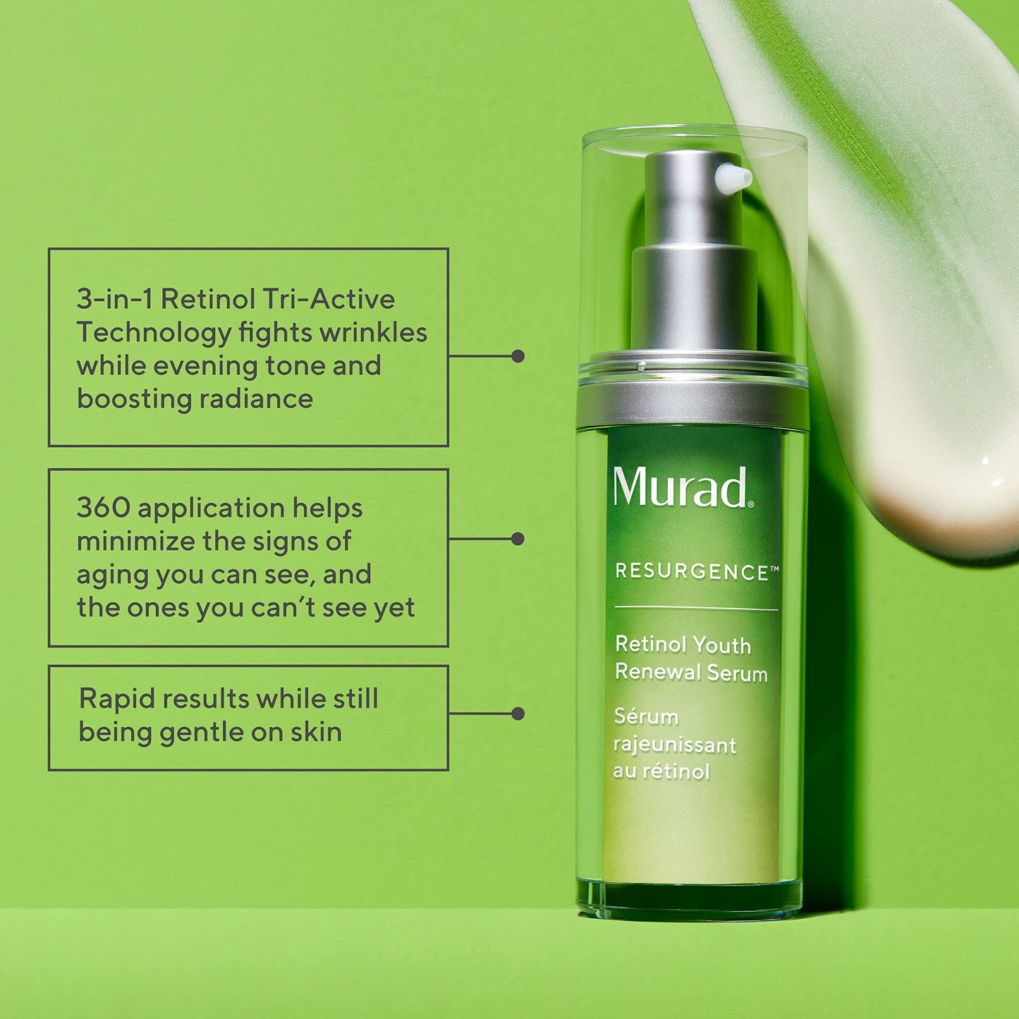 Murad Retinol Youth Renewal Serum - Fast-Acting Retinol Serum for Face and Neck - Visibly Improves Lines and Wrinkles, Skin Looks Firmer and Feels Smoother, Gentle Enough for Nightly Use - 1.0 oz