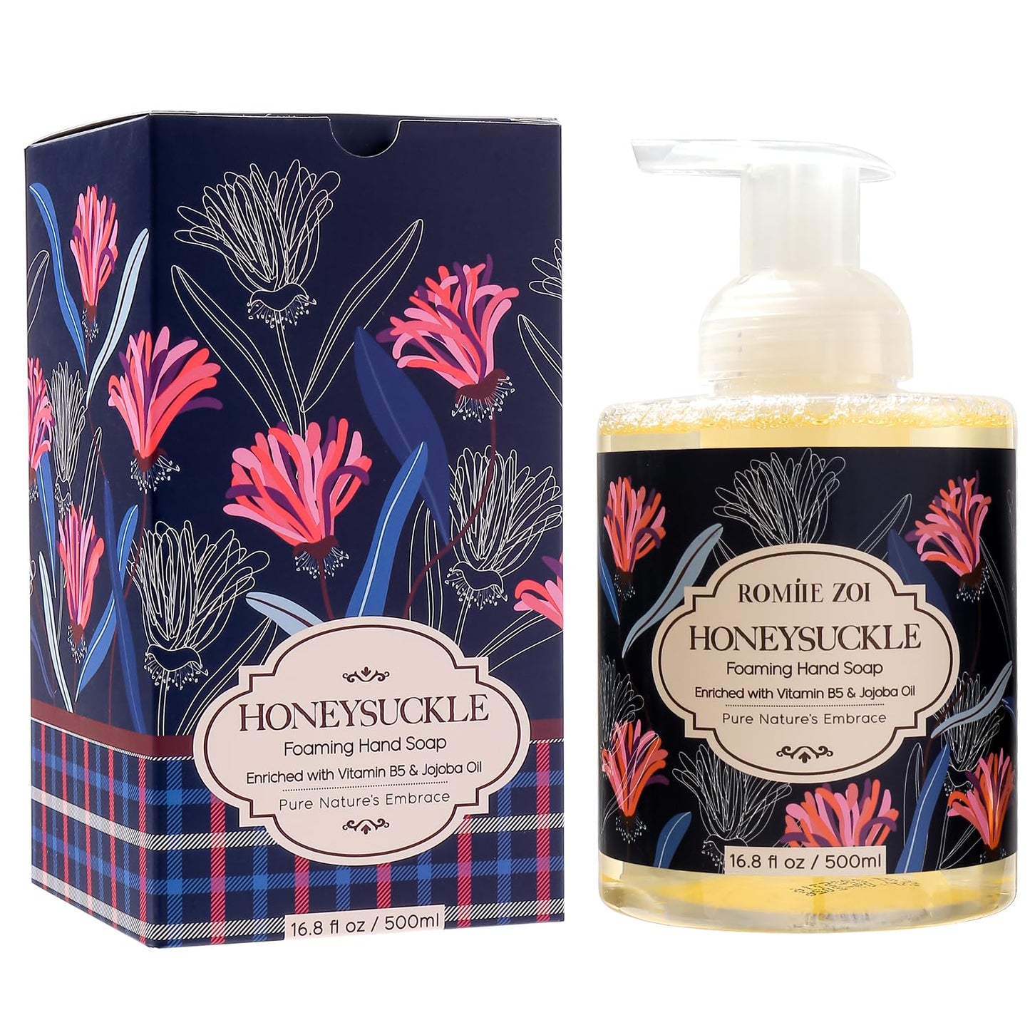 ROMIIE ZOI Foaming Hand Soap with Gift Box- Honeysuckle - Biodegradable Formula Moisture & Revitalize - 500ml/ 16.8oz