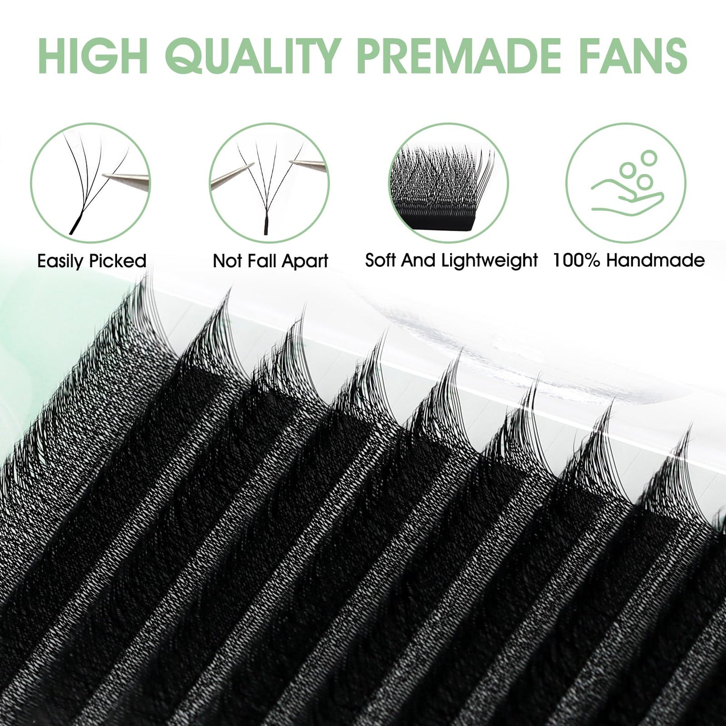 NATUHANA W Shaped Clover Eyelashes Extension 4D Premade Fans 0.07mm D Curl 12mm Single Size Tray Volume Lash Cluster W Lashes Supplies Automatic Blooming Flower Lash Extensions (12mm, 4D black;0.07 D)