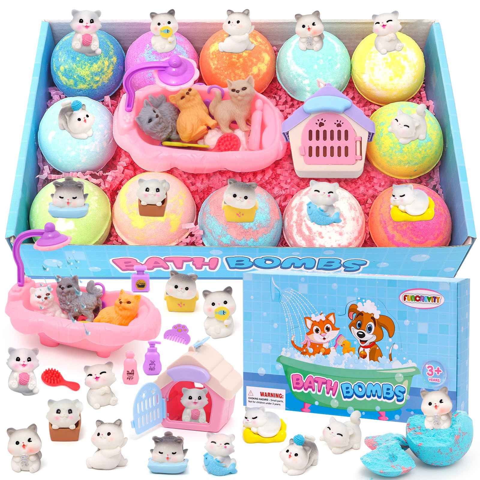 Bath Bombs for Kids with Surprise Inside Kids Bath Bombs with Toys for Boys Girls Handmade Fizzy Balls Bubble Bath Bomb Gift Set for Christmas New Year