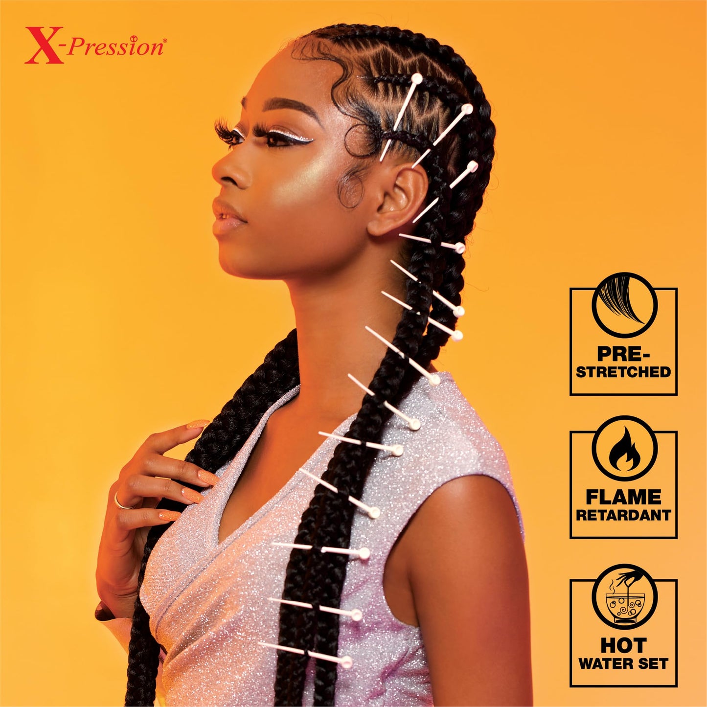 Sensationnel Xpression prestretched braiding hair - 3x xpression 58-inch kanekalon flame retardant smooth yaki braid - 3x x-pression 58 inch (2 pack, 2 DARKBROWN)