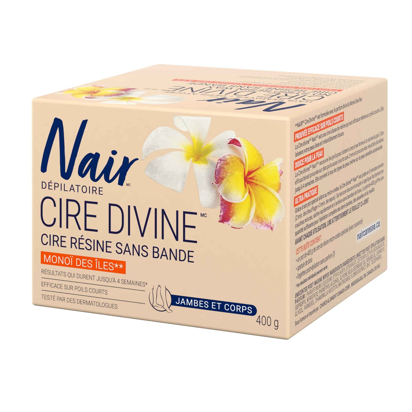 Nair Cire Divine Microwaveable Body Hair Removal Wax Kit (Tahitian Gardenia, 400g/14oz)