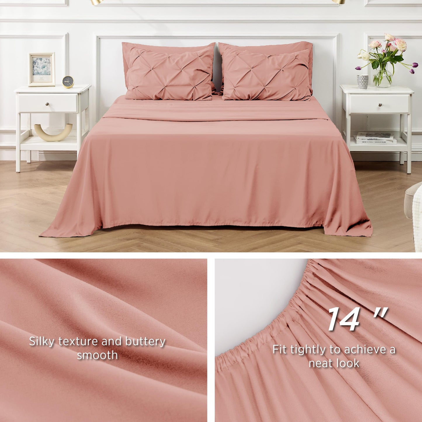 Bedsure Twin Comforter Set with Sheets - 5 Pieces Twin Bedding Sets, Twin Bed in a Bag with Comforter, Sheets, Pillowcase & Sham (Dusty Pink)