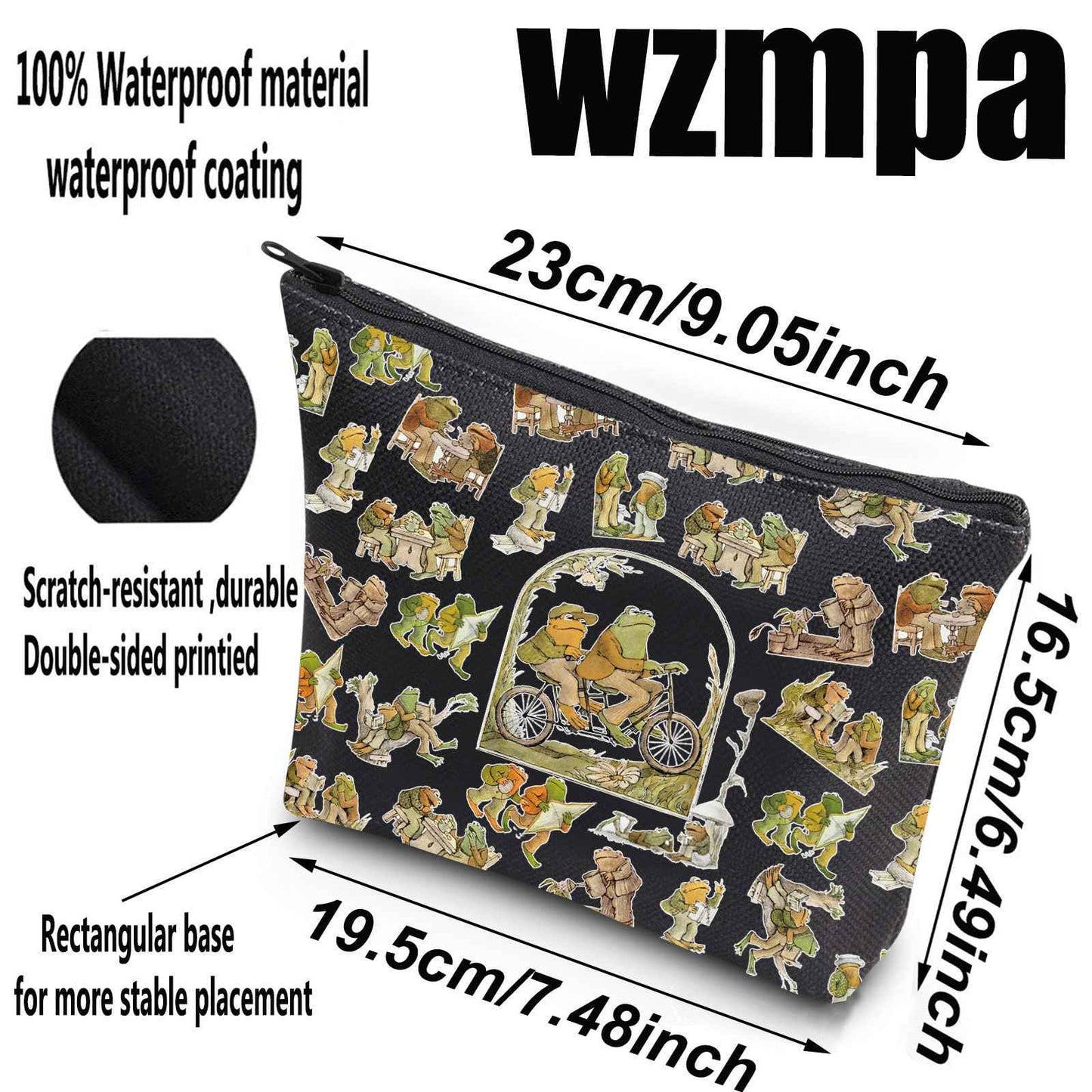 WZMPA Funny Frog Cosmetic Bag Frog Fans Gift Humor Frog Character Makeup Zipper Pouch Bag Frog Merchandise (Frog Bl)