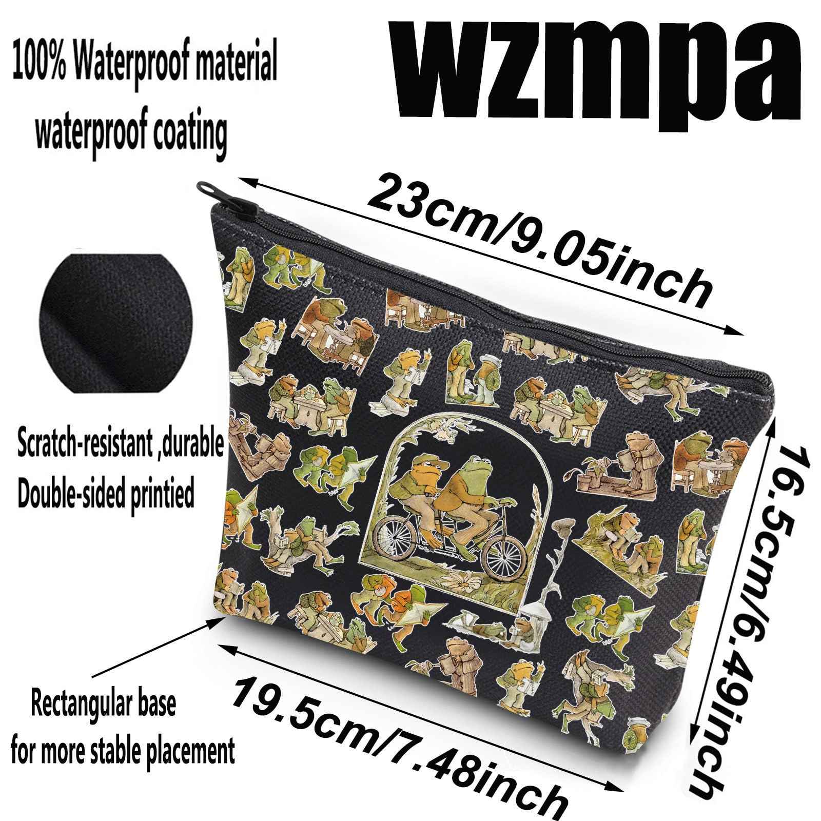 WZMPA Funny Frog Cosmetic Bag Frog Fans Gift Humor Frog Character Makeup Zipper Pouch Bag Frog Merchandise (Frog Bl)