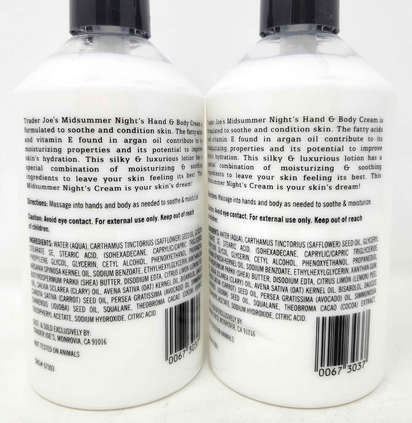 Trader Joe's Midsummer Nights Cream Hand & Body Lotion with Moroccan Argan Oil, Pack of 2