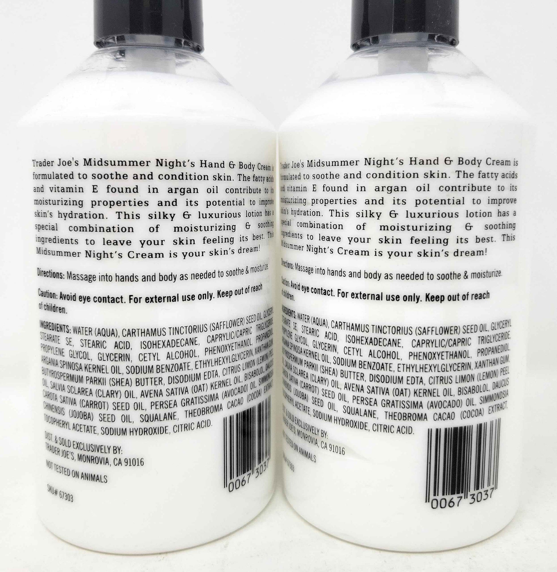 Trader Joe's Midsummer Nights Cream Hand & Body Lotion with Moroccan Argan Oil, Pack of 2