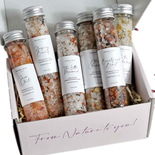 Handmade Bath Salt Gift Set 6 Pack, All Natural, Scented with Essential Oils, Gift for Women