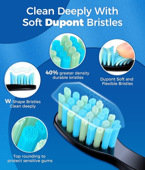 Sonic Electric Toothbrush for Adults, Power Electric Toothbrush with 8 Brush Heads, Travel Case, 40000 VPM Deep Clean 5 Modes, Rechargeable Toothbrushes Fast Charge 4 Hours Last 30 Days, Black