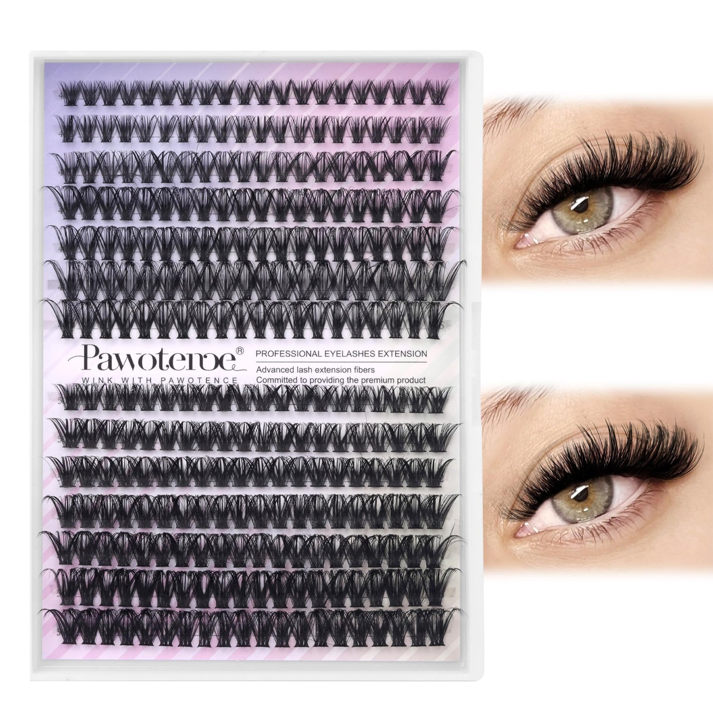 Pawotence Lash Clusters 280pcs Cluster Eyelash Extensions 40D 50D Curl 8-16mm Eyelash Clusters DIY Lash Extension Individual Lashes for Self Application at Home (40D&50D-0.07D-8-16MIX)