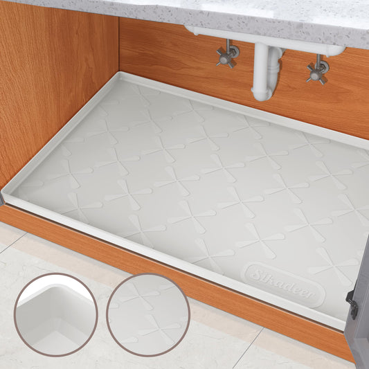 SIKADEER Under Sink Mat for Kitchen Waterproof, 22" x 22" Silicone Mat Cabinet Liner for Bathroom Under Sink Organizer with Raised Edge, Fits 24inch Standard Cabinet Under Sink Drip Tray Protector