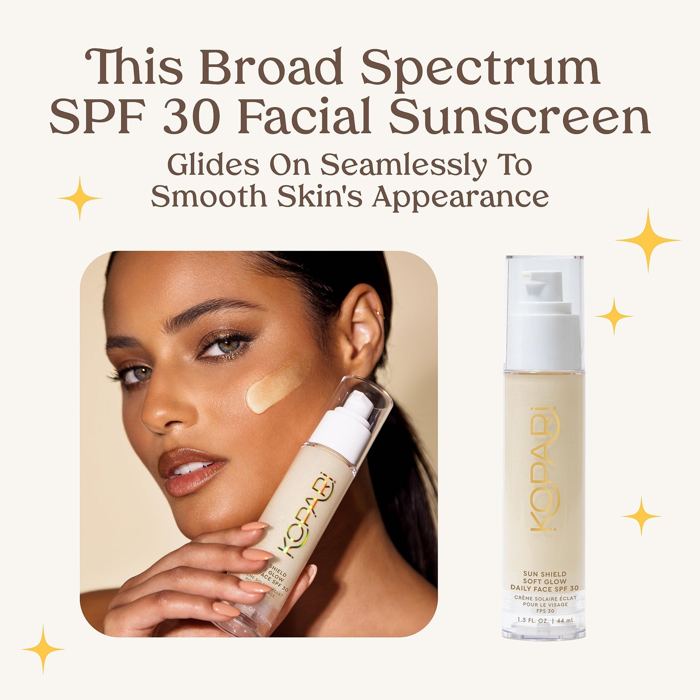 Kopari Sun Shield Soft Glow - Daily Face SPF 30, Sheer Lightweight Sunscreen, Healthy Radiant Glow, Perfect Under Makeup for Boost of Hydration, 1.5oz