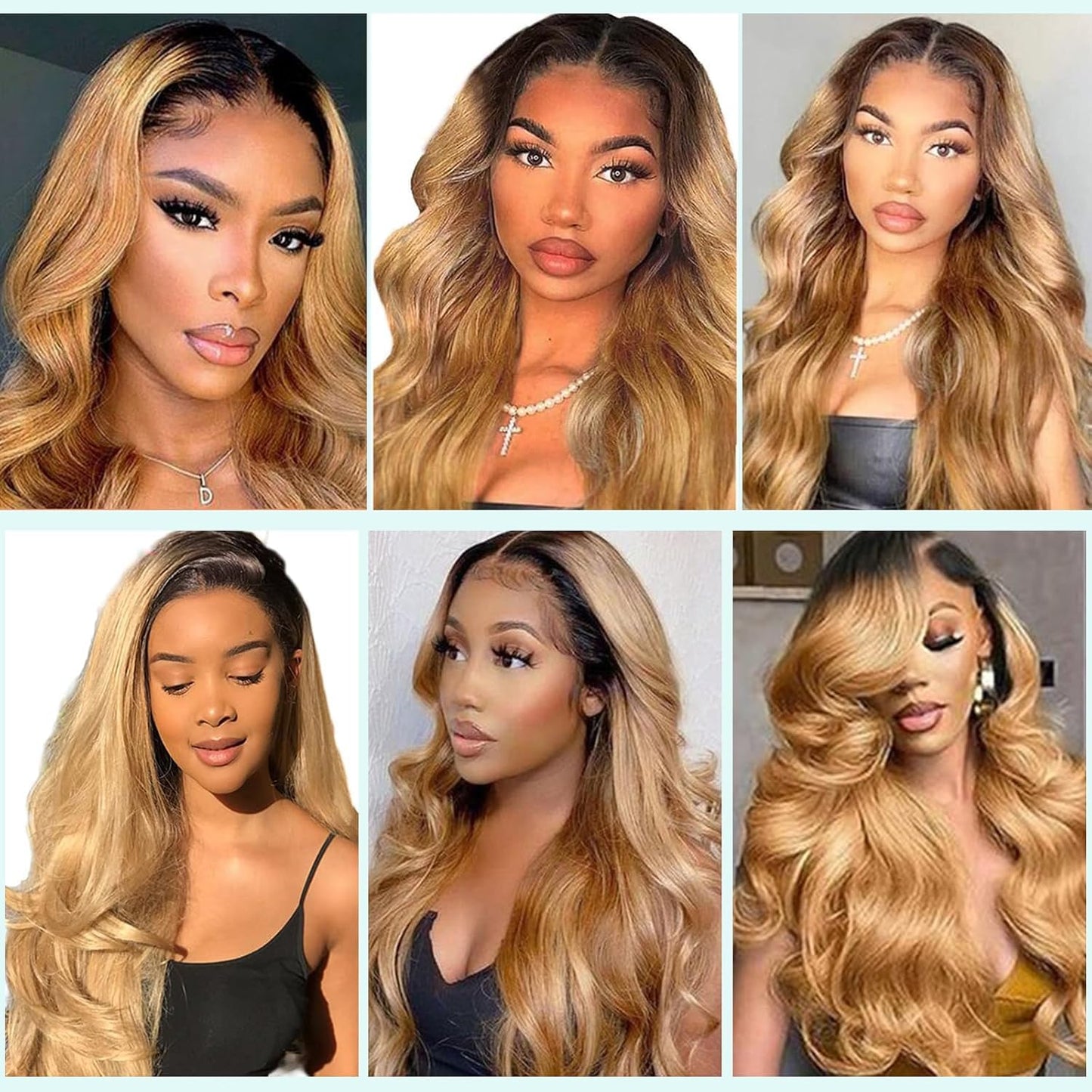 Ombre Blonde Human Hair Bundles 1B/27 Ombre Bundles Human Hair 1B/27 Body Wave Bundles Human Hair 8 10 12Inch 3 Bundles Human Hair Body Wave Brazilian Virgin Hair Bundles (1B/27-BB-8 10 12)