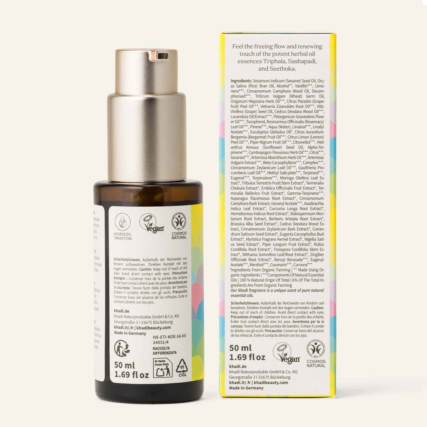 KHADI TRIPHALA TRI-TOX Ayurvedic Elixir Skin & Soul Body Oil, 100% Natural, Herbal & Vegan, Promotes Detoxification and the release of impurities, 1.69 oz