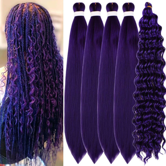 Gozill PurpleBraiding Hair Pre stretched Boho Braids Kanekalon Prestretched Braiding Hair for Bohemian Hair Ez Braid Micro Braiding Hair Synthetic Curly Deep Wave Braids