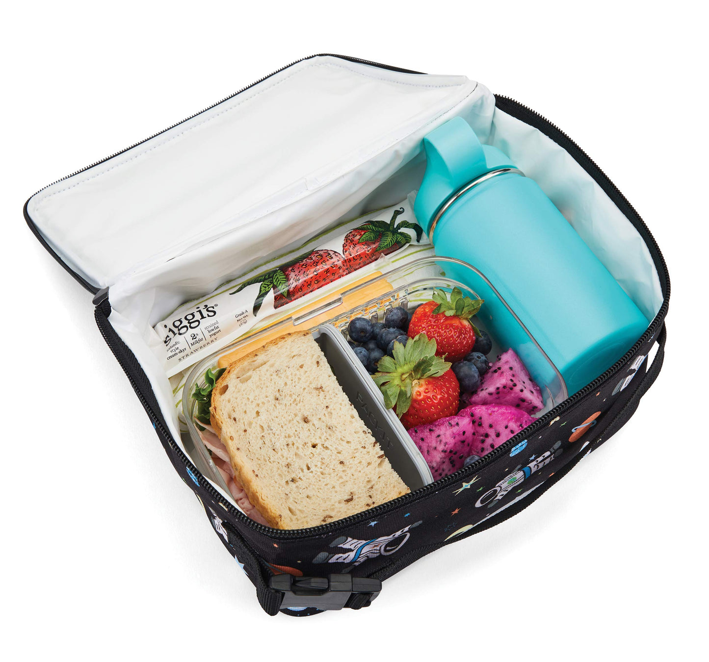 PackIt Freezable Classic Lunch Box, Spaceman, Built with EcoFreeze Technology, Collapsible, Reusable, Zip Closure With Zip Front Pocket and Buckle Handle, Perfect for School Lunches