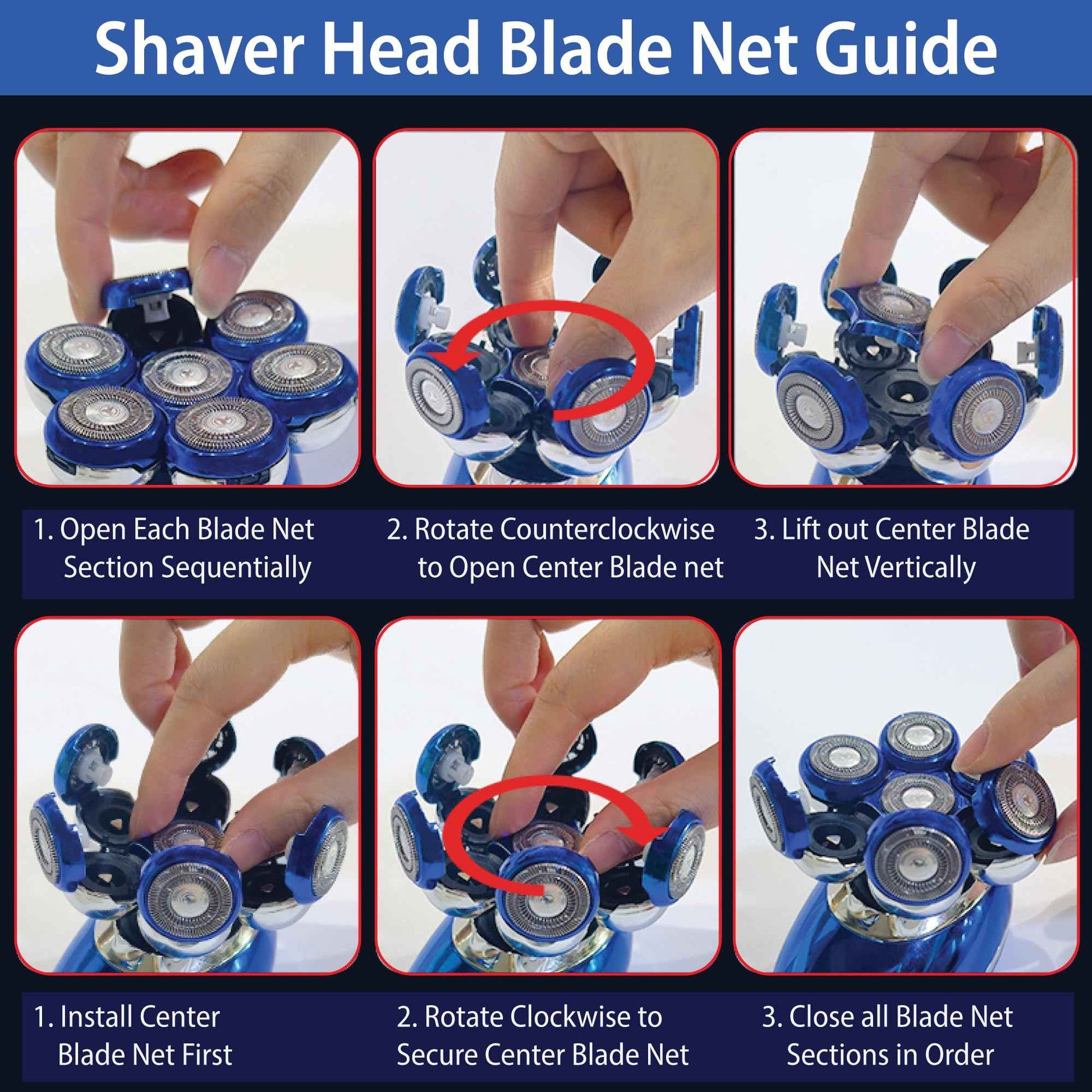 ROSHNI Head Shavers for Bald Men - Upgraded Detachable Head Shaver for Men - IPX7 Waterproof Electric Razor - 7D LED Display Rechargeable Grooming Kit with USB Charging Cable