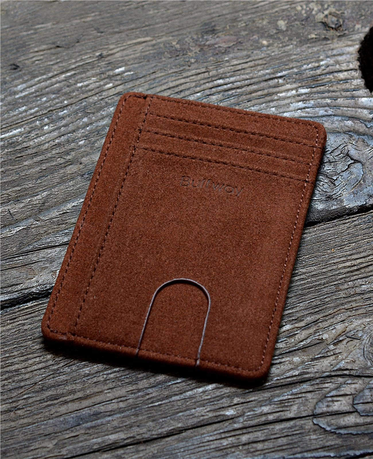 Buffway Slim Minimalist Front Pocket RFID Blocking Leather Wallets for Men and Women - At Sahara Coffee