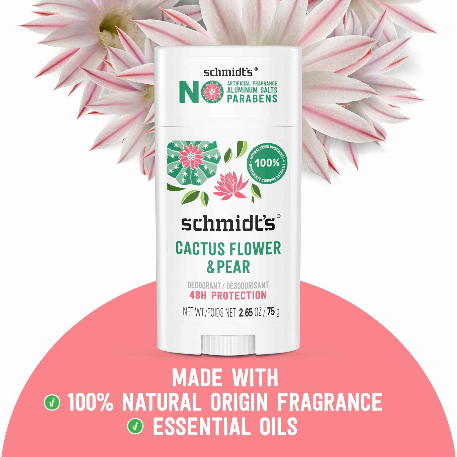 Schmidt's Aluminum-Free Vegan Deodorant Cactus Flower & Pear and Fresh Rain & Birch, 2 Count Each, 2.65 oz