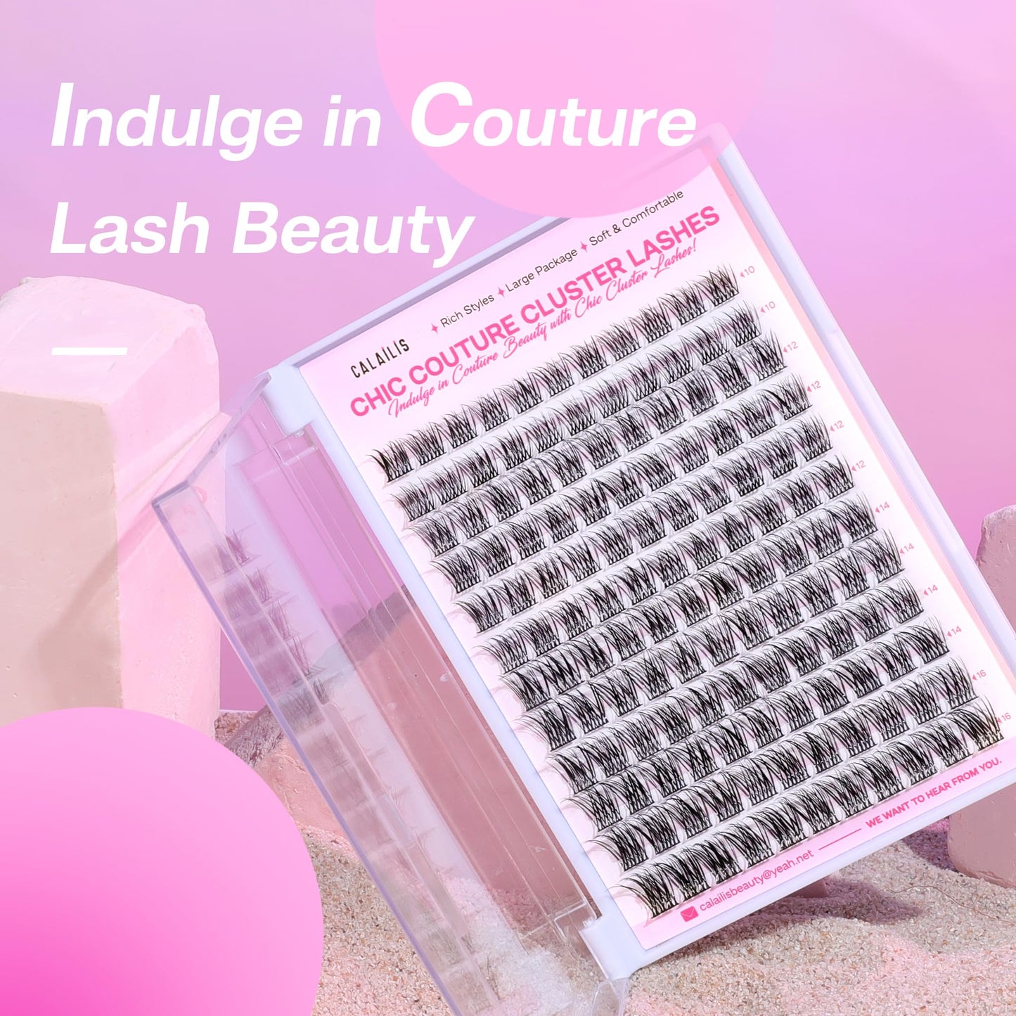 CALAILIS Lash Clusters DIY Cluster Eyelash Extensions 132pcs Natural Cluster Lashes Mega Volume Individual Lashes Reusable Wispy Eyelash Clusters (CDD09,D-10-16MIX)