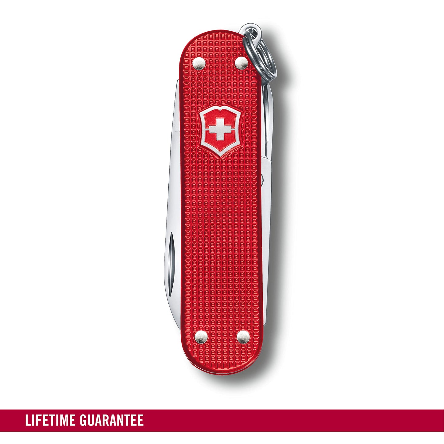 Victorinox Classic SD Alox Swiss Army Knife, Compact, 5 Functions, Swiss Made Pocket Knife with Small Blade, Screwdriver and Key Ring - Sweet Berry (Red)