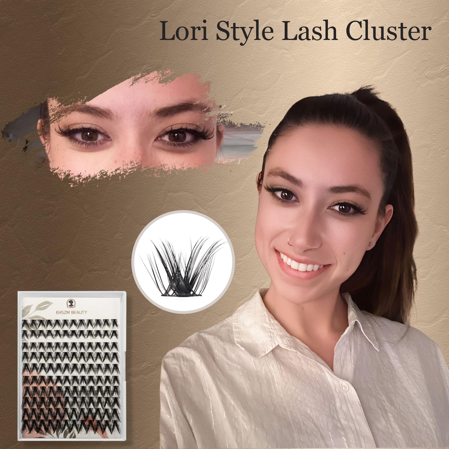 Cat Eye,10mm,12mm,14mm,16mm(10-16mm) DD Curl Lash Clusters,Mega Individual lash Extensions,Lightweight,Easy to Apply, Natural,Volume Wispy Look,EHSZM BEAUTY(Lori)