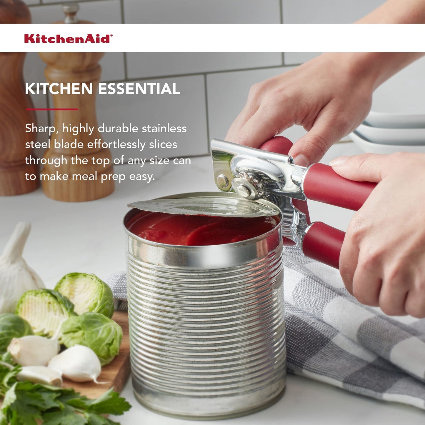 KitchenAid All Over Silicone Can Opener, 7.55-Inch, Empire Red