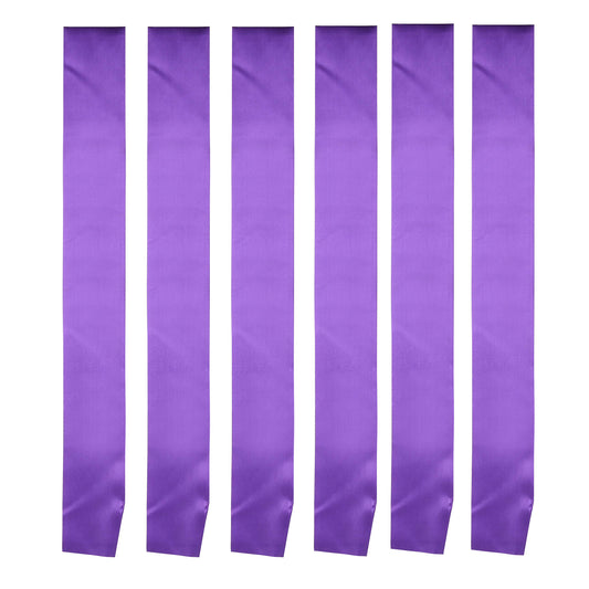 I-MART Pack of 6 Blank Satin Sash, Princess, Beauty Queen, Homecoming, Winner, Mayor, Make Your Own Pins, Party Plain Pageant Sashes, Purple