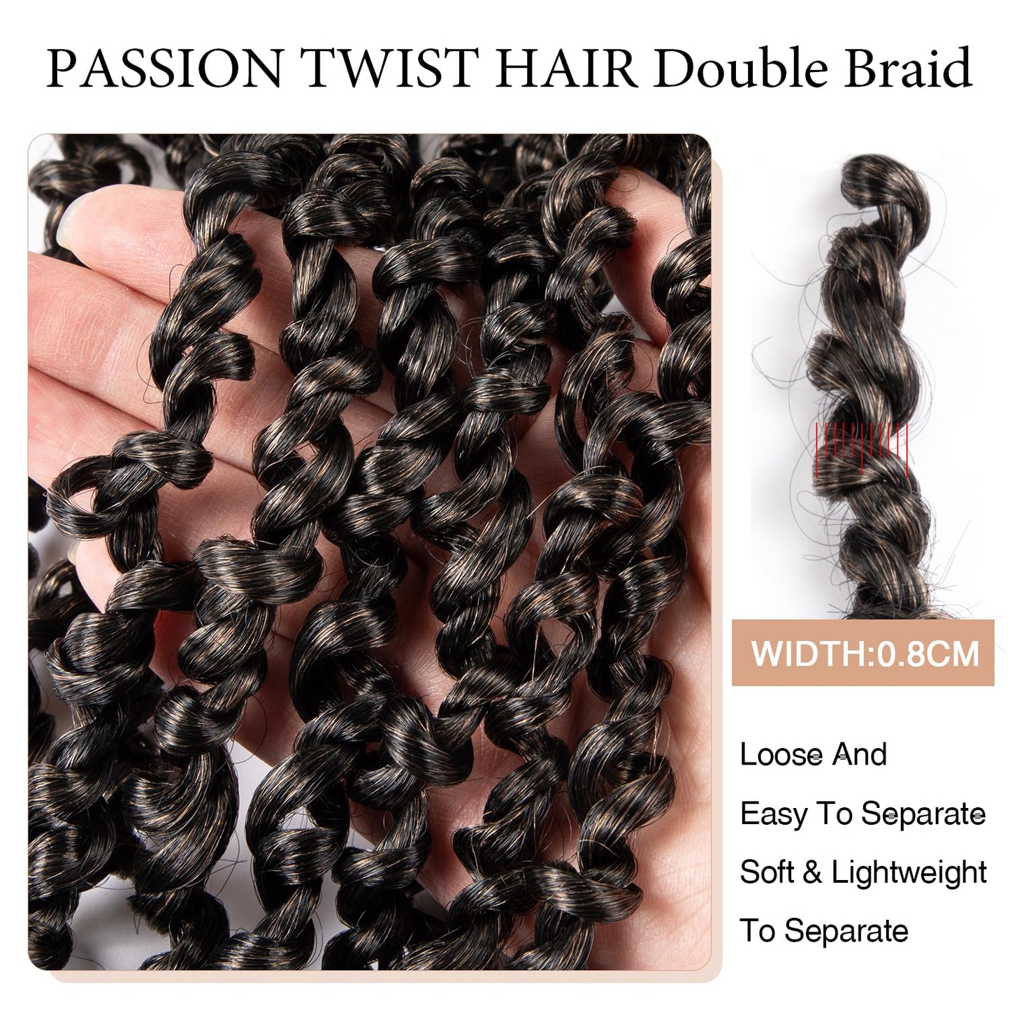 Roeula Passion Twist Crochet Hair for Black Women 8 Packs 20Inch Pre Looped Water Wave Passion Twist Faux Locs Crochet Twist Hair Crochet Hair Locs for Black Women (20 Inch (pack of 8), 1B/27)