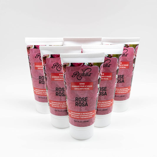 Reshma Beauty Rose Scrub | Dual Action Cleanser Face & Body Scrub | Gentle for All Skin Types and Dull Skin| Smoothing and Softening| Balances and Nourishes Skin| Cruelty Free (Pack of 6)