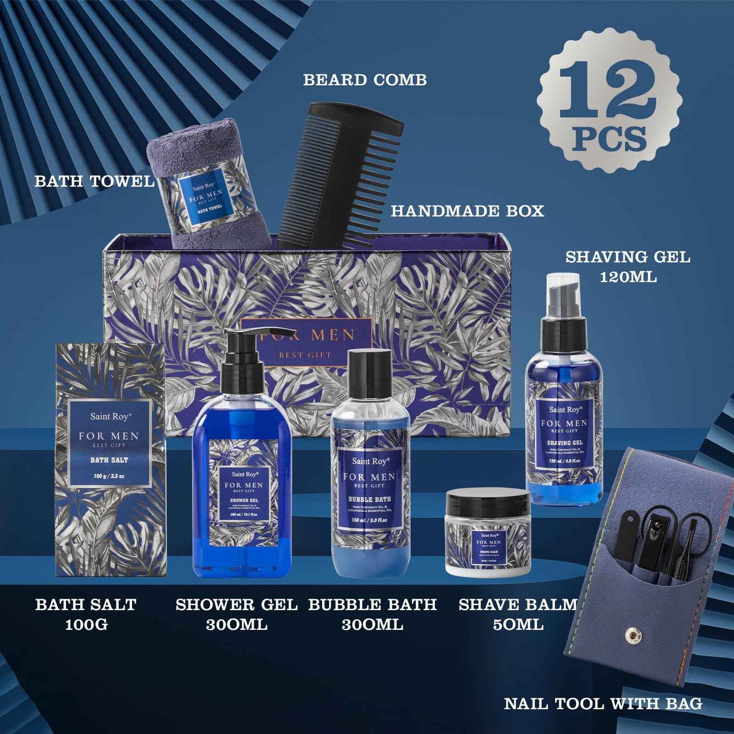 Fathers Day Christmas Gift Baskets, Birthday Gifts Spa Kit for Men Classic Perfume Bath Gift Set and Shower Gift Basket Self Care Shaving Kit Mens Bath Beard Spa Gifts Baskets Mens Gift Set beauty kit