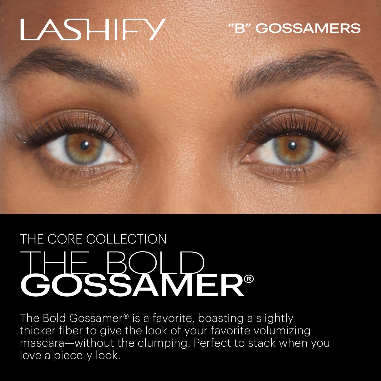 Lashify Bold 16mm Gossamer Eyelash Extensions Refill, Black, DIY False Lashes for a Natural Look