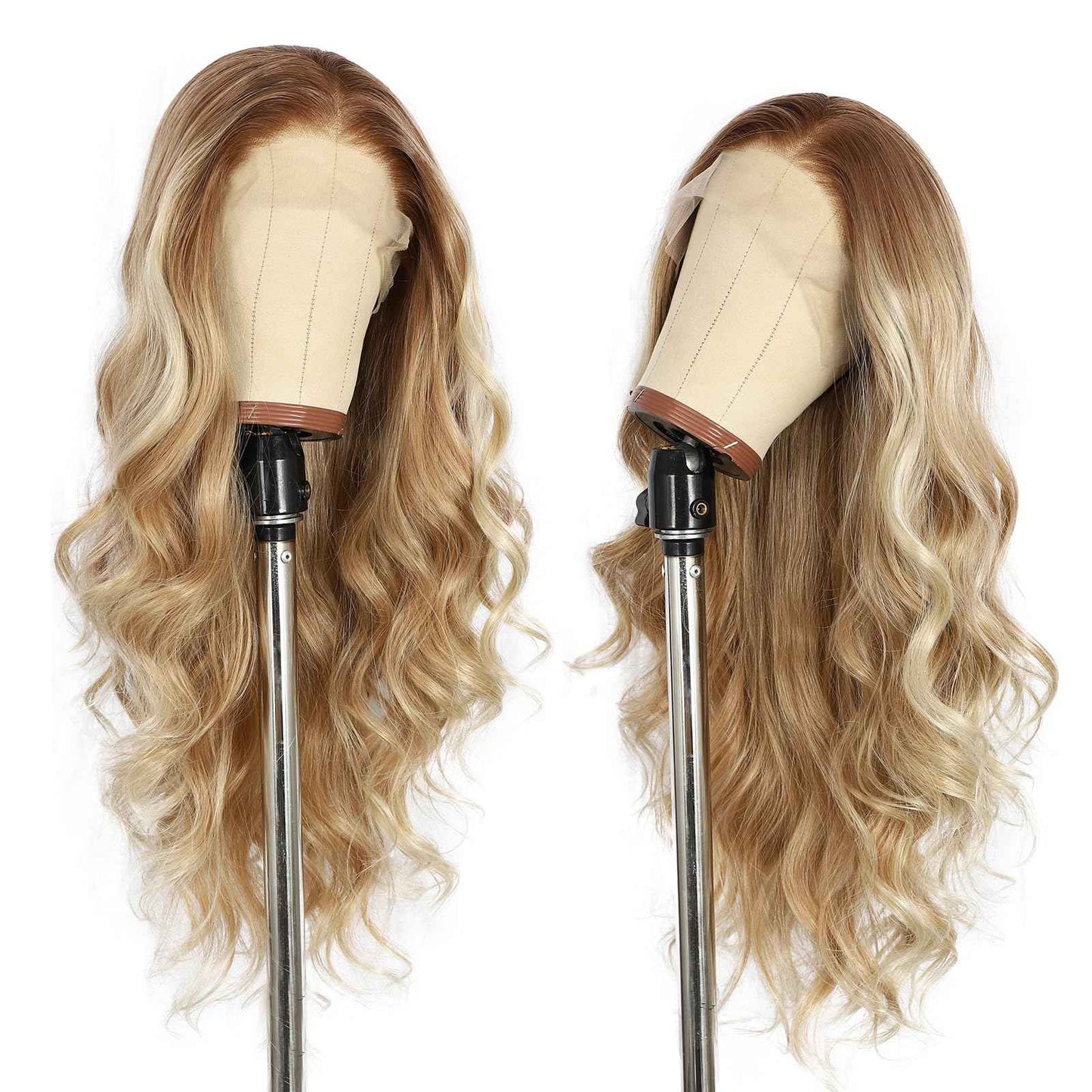 BABEHERS Honey Blonde Lace Front Wig for Women 13x4 Body Wave Synthetic Wigs Highlight Pre-plucked Long Wavy 150% Density Natural Heat Resistant Hair Daily Use 26 Inch