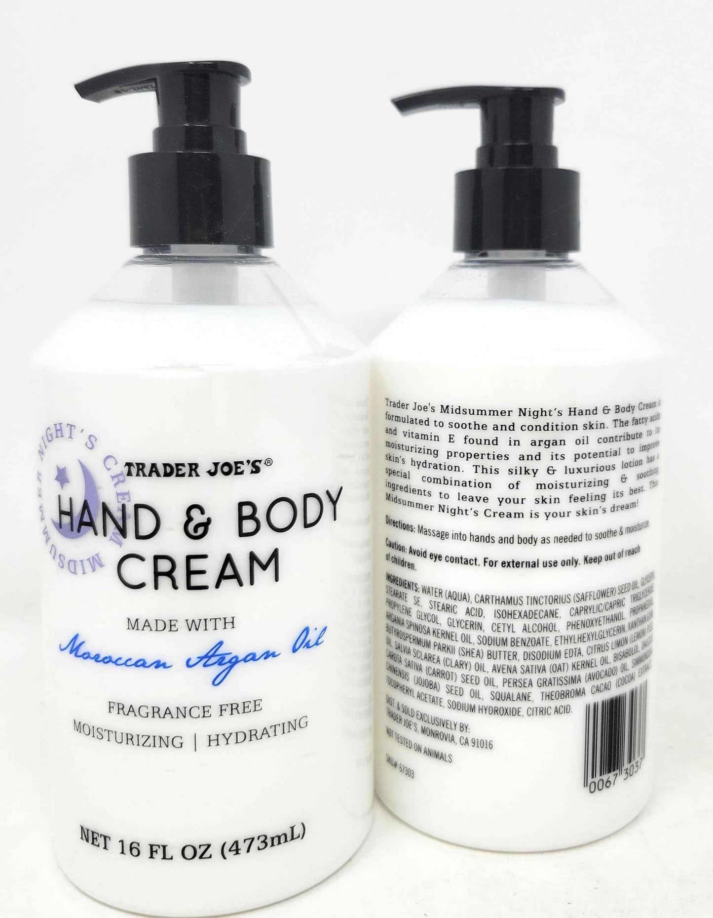 Trader Joe's Midsummer Nights Cream Hand & Body Lotion with Moroccan Argan Oil, Pack of 2