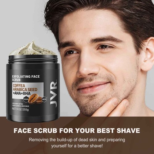 JVR Blackhead Remover Mask + Face Scrub for Men 9 oz+ Face Moisturizer Cream Anti Aging Cream, Charcoal Peel Off Black Mask, Facial Mask Purifying and Deep Cleansing for All Skin Types