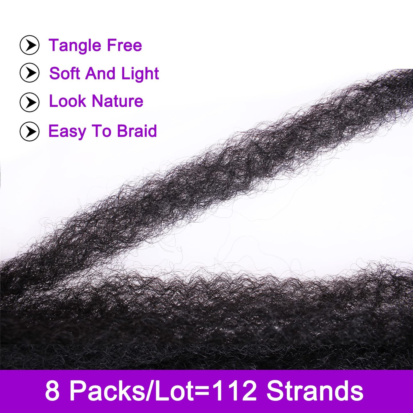 ZRQ Black Marley Hair 30 Inch Marley Twist Braiding Hair, 8 Packs Synthetic Curly Twist Marley Hair, Long Afro Twist Hair For Faux Locs Extensions (1B#,8 Packs)