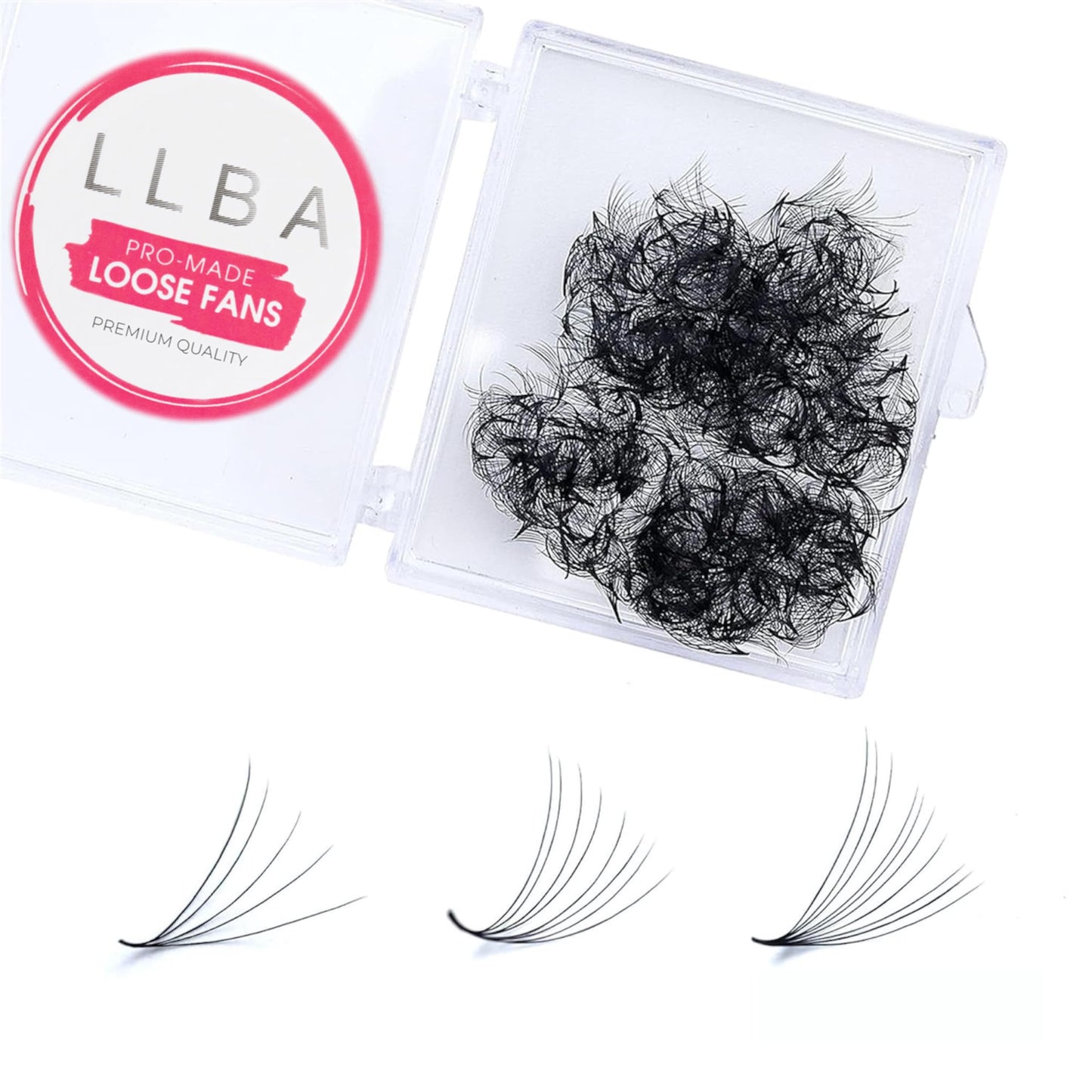 LLBA Promade Fans | Handmade Volume Eyelashes | Multi Selections From 3D To 16D | C CC D DD L M Curl | Thickness 0.03 ~ 0.1 mm | 8 - 20mm Length | Long Lasting | Easy Application (4D-0.07 D 12 mm)