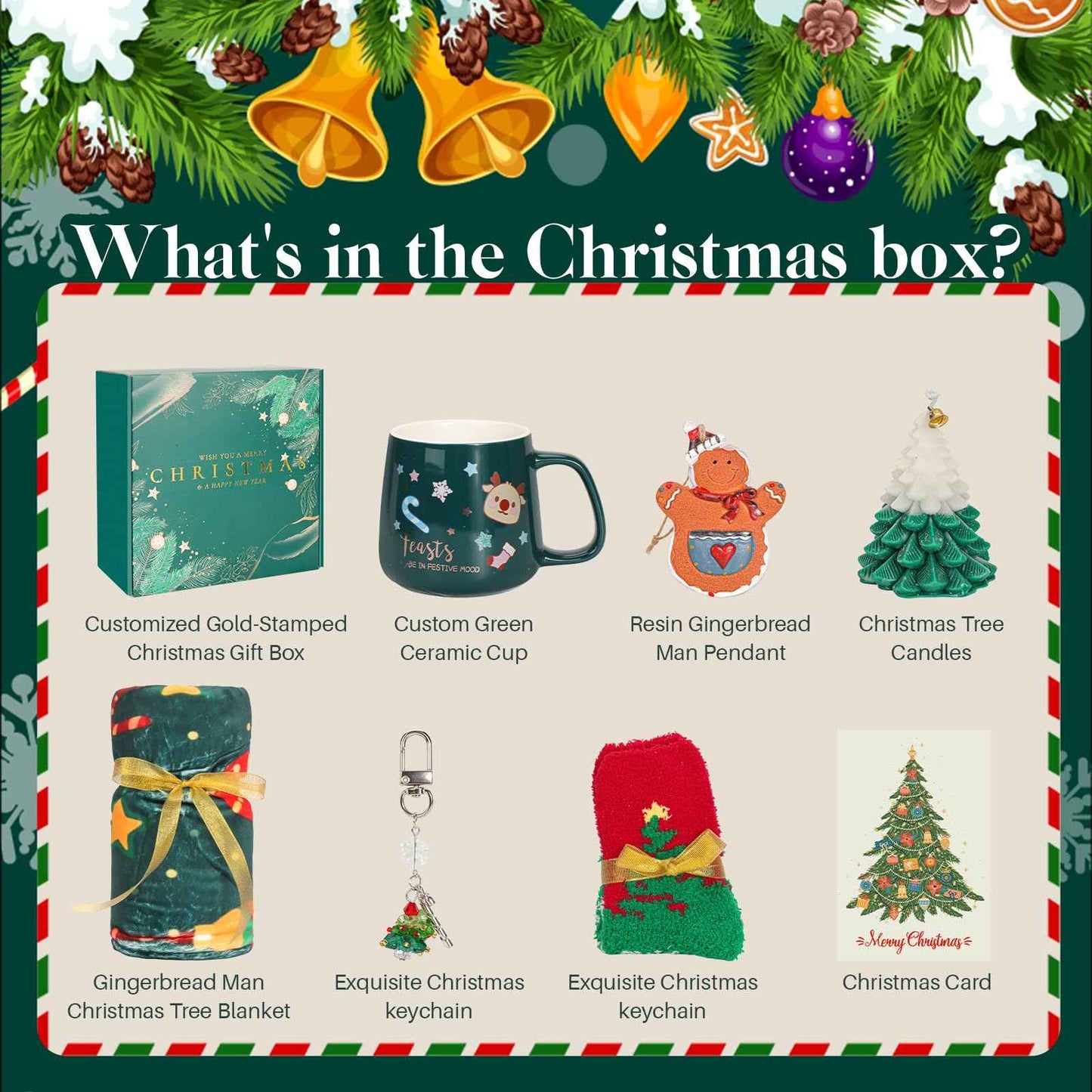 Christmas Gifts Basket for Women 2025 | Christmas Gift Box for Friend, Family | Holiday Gift Set with Christmas Blanket, Santa Mug, Socks | Xmas Present for Mom, Wife, Girlfriend, Sister, Coworker