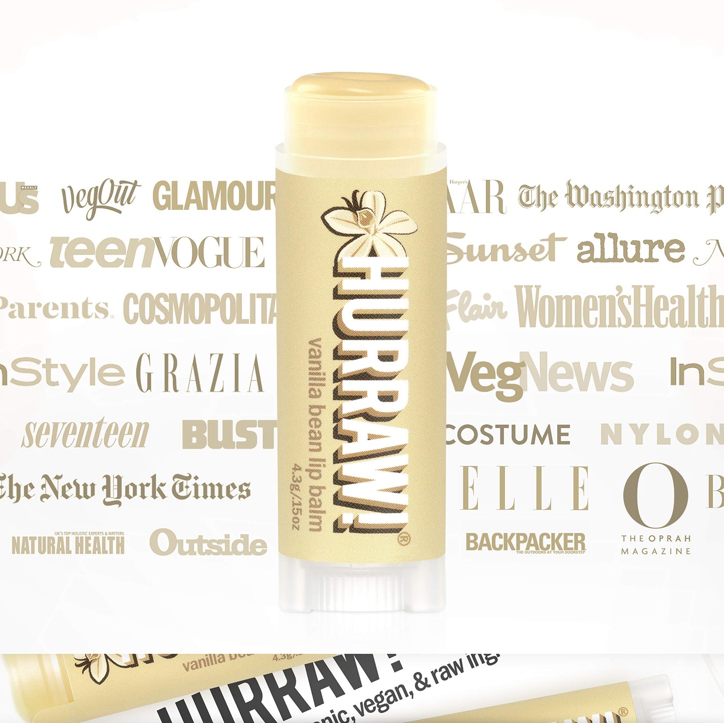 Hurraw! Vanilla Bean Lip Balm: Organic, Certified Vegan, Cruelty and Gluten Free. Non-GMO, 100% Natural Ingredients. Bee, Shea, Soy and Palm Free. Made in USA