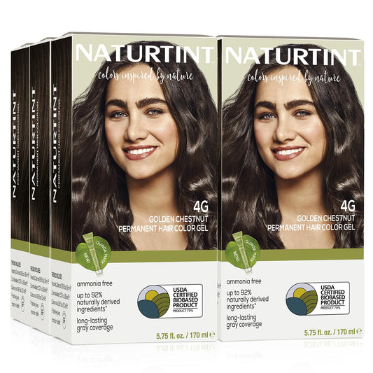 Naturtint Permanent Hair Color 4G Golden Chestnut (Pack of 6), Ammonia Free, Vegan, Cruelty Free, up to 100% Gray Coverage, Long Lasting Results