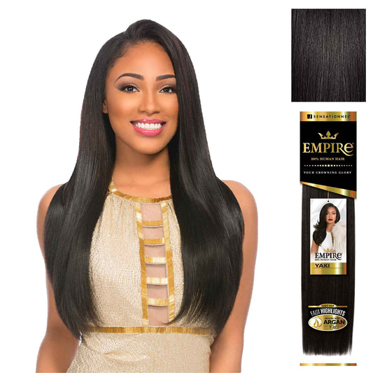 Sensationnel Empire yaki human hair - Tangle Free Weaving for Quick Weave and Sew in Styles for Faux Highlights and Fauxmiddlepart Leave Out - 1 Pack (12 inch, 1B OFFBLACK)