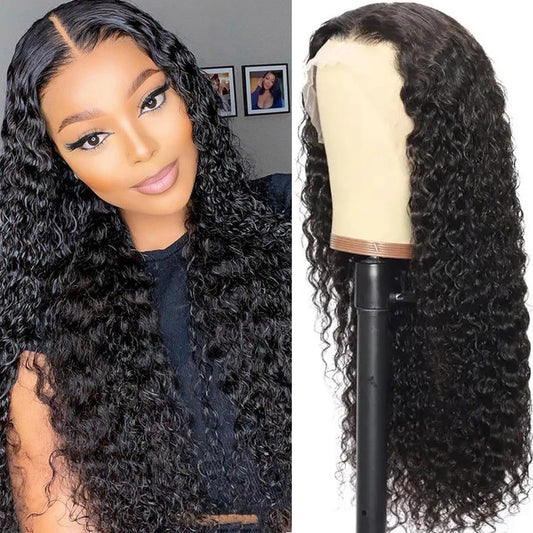 ALYOGA 13x6 Water Wave Lace Front Wigs Human Hair 180 Density HD Transparent Lace Frontal Wig Pre Plucked with Baby Hair Wet and Wavy Wigs for Black Women Glueless 22 inch