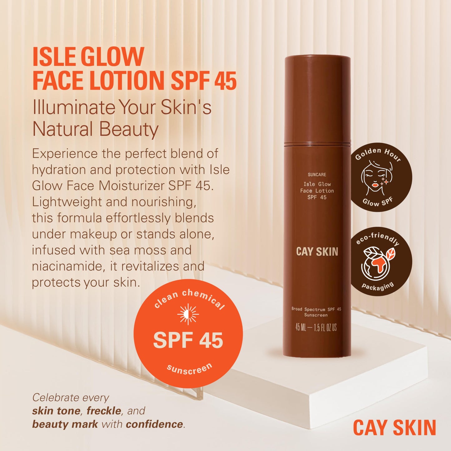 Isle Glow Face Moisturizer with SPF 45 (1.52 oz) - Skincare Moisturizer w/Sea Moss, Hydrating Nectar, Niacinamide, & More - Vegan Daily Facial Moisturizer - Moisturizer Face Cream for All Skin Types