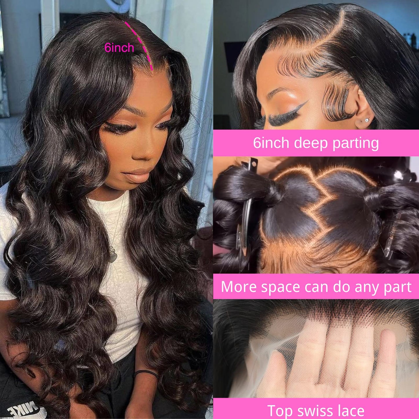 ABBETEY 30 inch Lace Front Wig Human Hair Body Wave 13x6 Lace Frontal Human Hair Wigs for Women 180 Density HD Lace Glueless Wigs Pre Plucked with Baby Hair (30 Inch, 13x6 lace front wig)