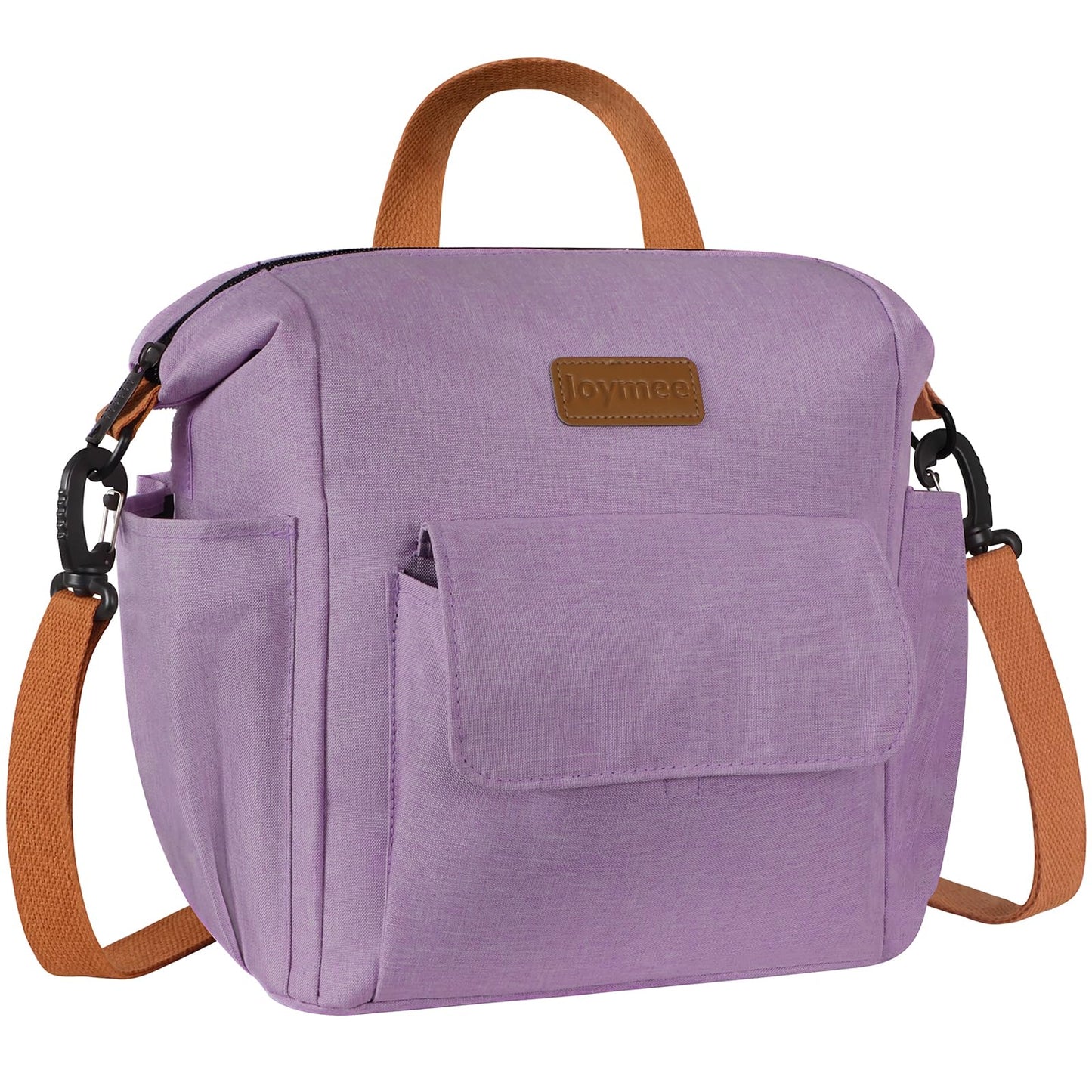 Joymee Insulated Lunch Bag for Women Men- Leak-proof Large Capacity Reusable Versatile Lunch Bag Adjustable Shoulder Strap Side Pockets- Lunch Cooler Bag for Adult - for Trip, Picnic, Work, Purple