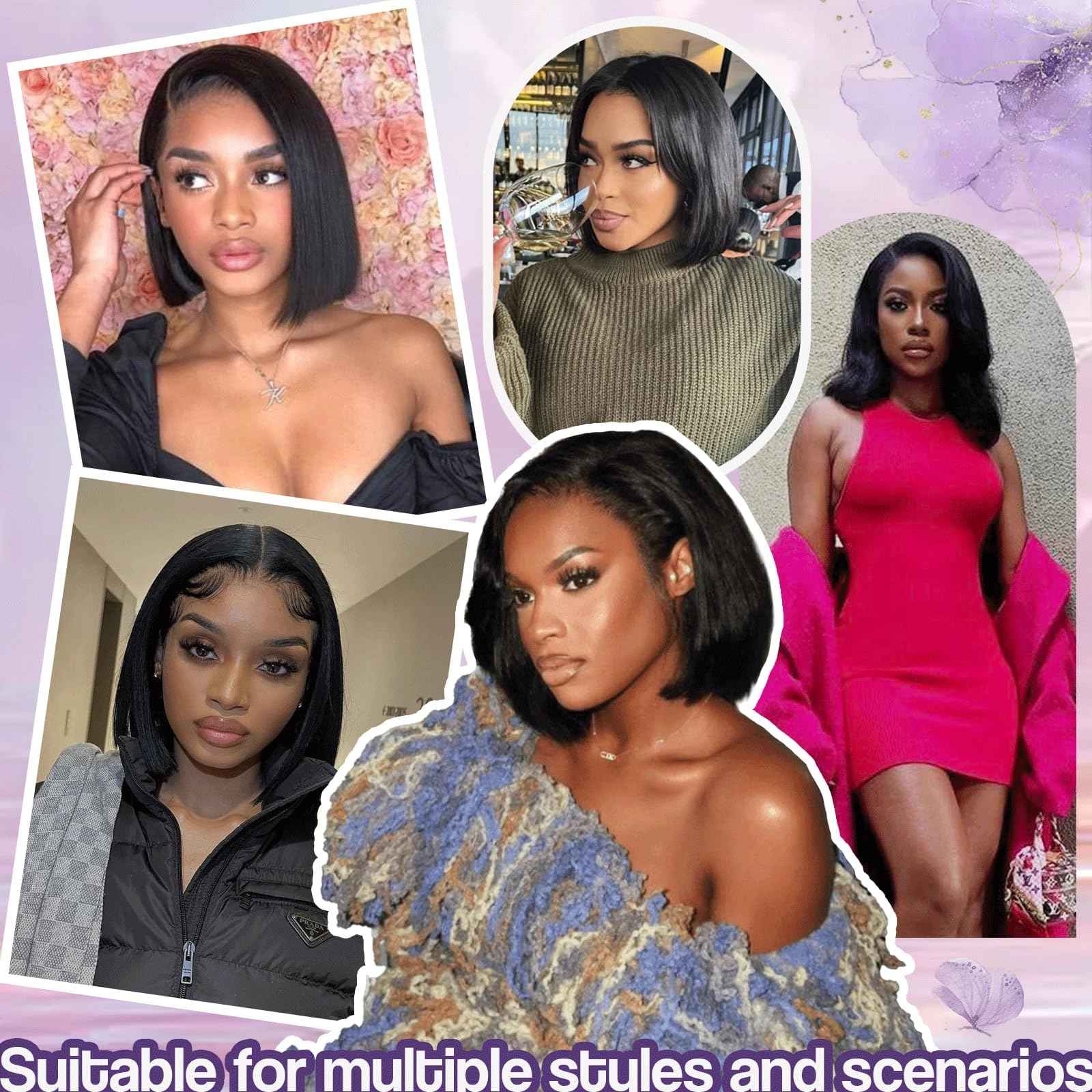 XNAIRA Bob Wig Human Hair 13x4 HD Lace Front Wigs for Women 180% Density 100% Brazilian Virgin Straight Short Bob Human Hair Wig Glueless Pre Plucked Natural Black Color 12 Inch
