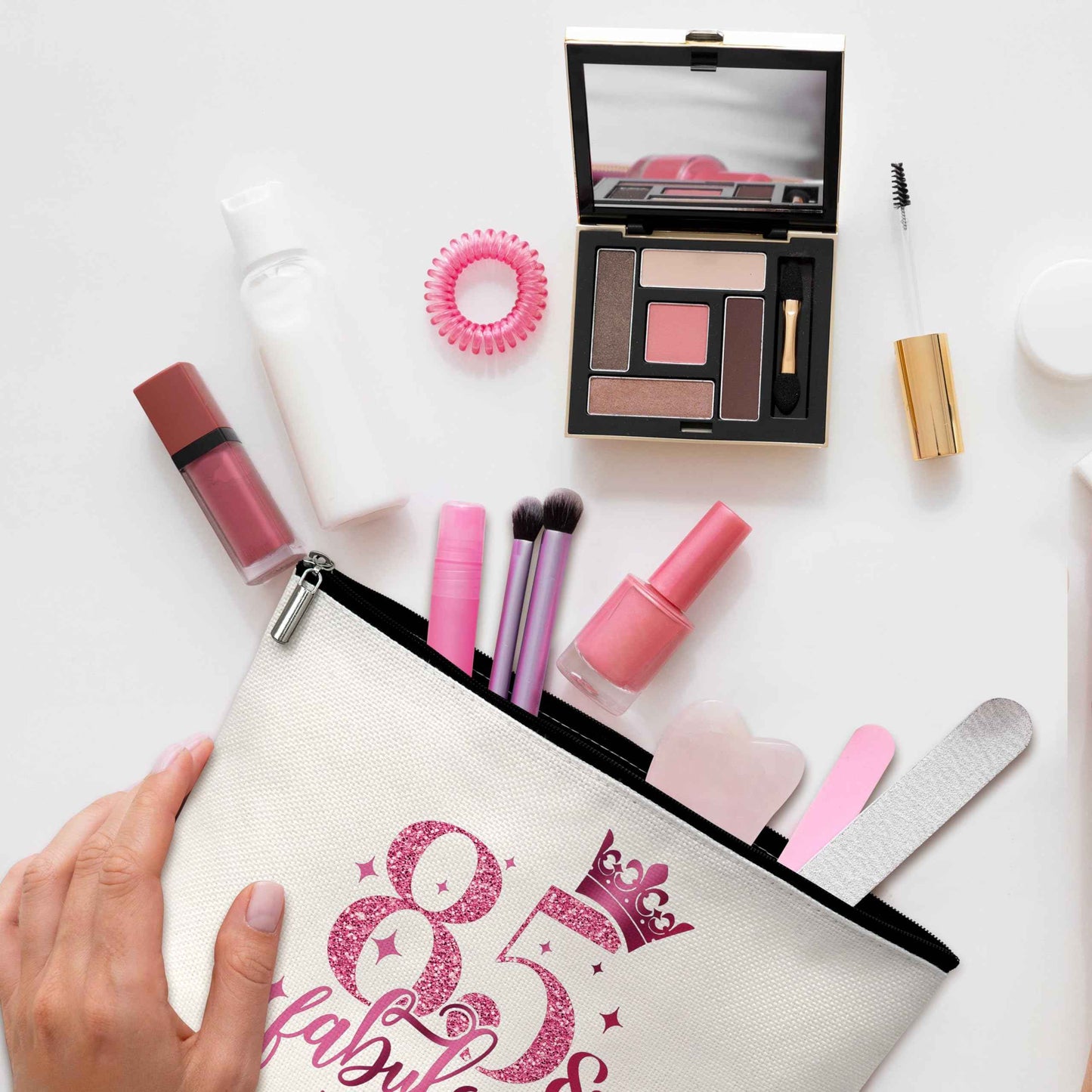 GREOXG 85th Birthday Gift for Women - Pink Fabulous Makeup Bag for 85 Years Old Sisters, Mom, Grandma, Friends-B19