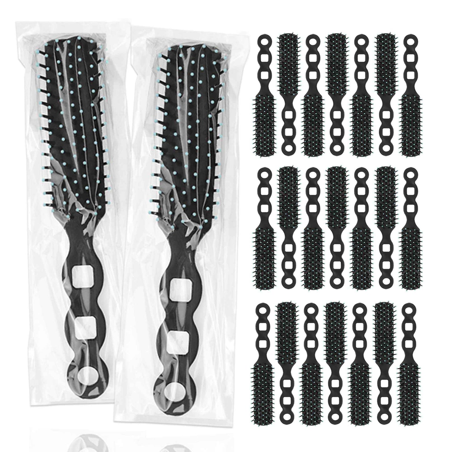 Bulk Hair Brushes for Homeless Individually Wrapped, Hair Brush Bulk, 100pcs Hair Brush for Curly Hair Suitable for Homeless,Shelter,Air Bnb/Hotel, Black